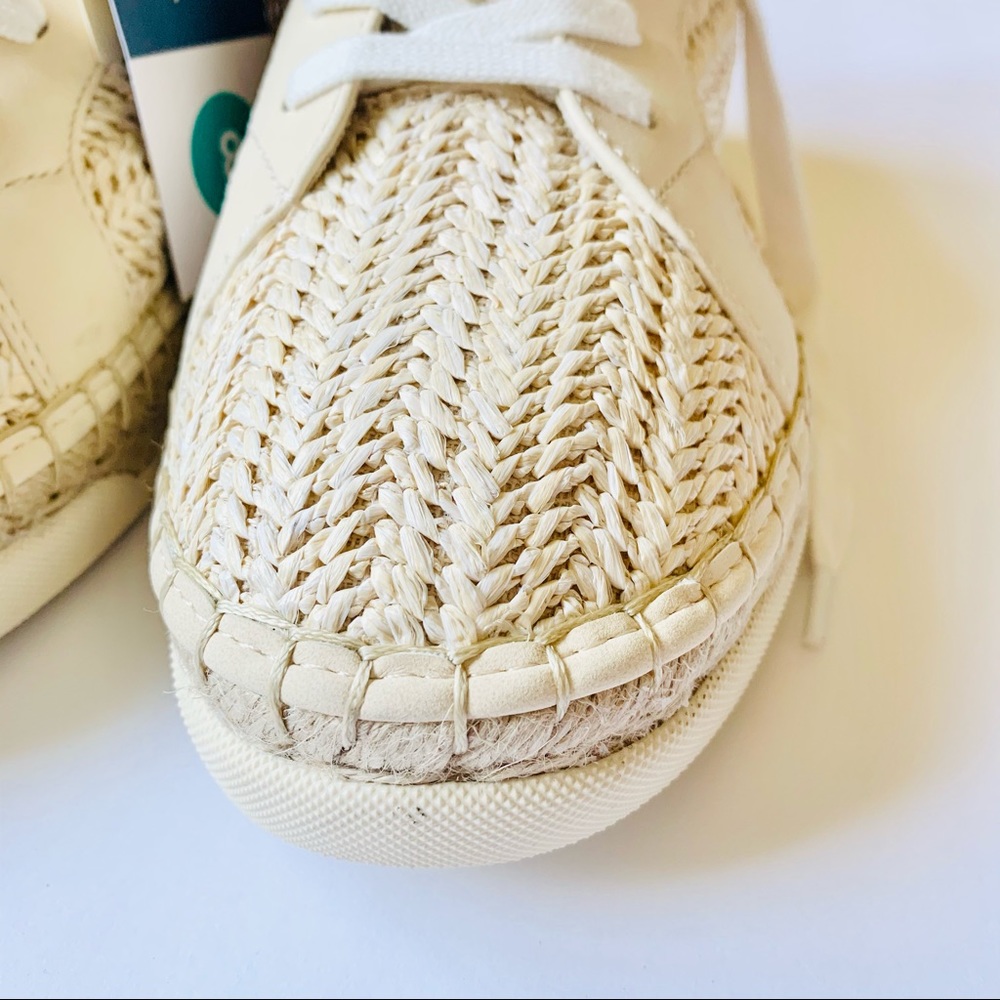 SNEAKERS Sz 8.5 Espadrille Boho Wicker Look Cream - Picture 13 of 15